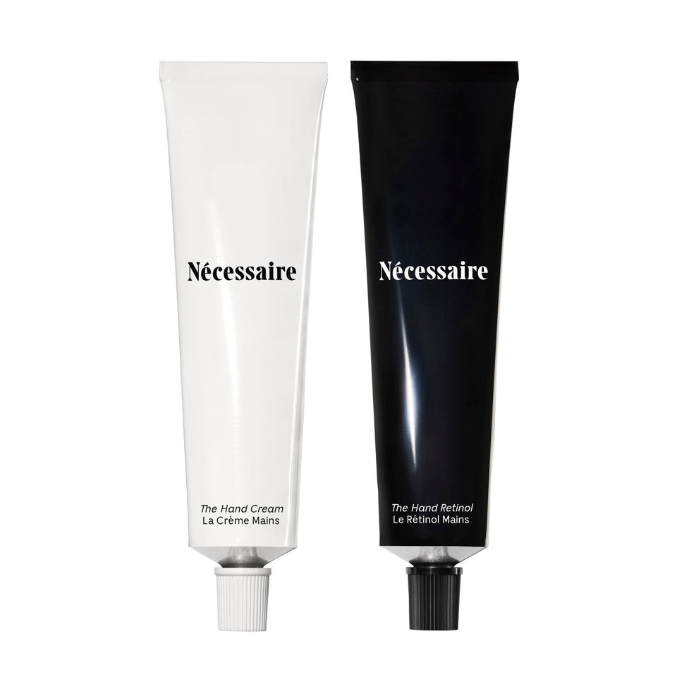 Nécessaire front packaging showing both products and gift set benefit