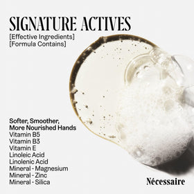 Nécessaire bottle beside hand lotion suggesting paired routine