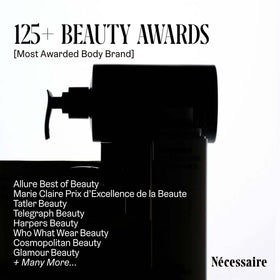 Nécessaire packaging detail emphasizing branding and premium finish