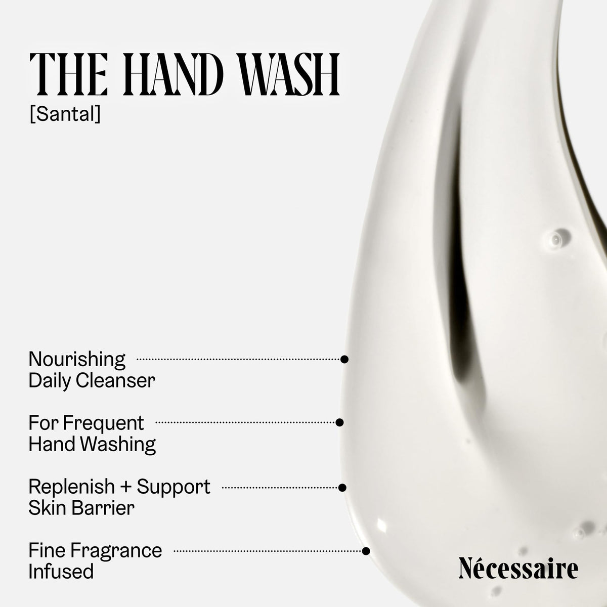Nécessaire texture foam on hand demonstrating gentle cleansing