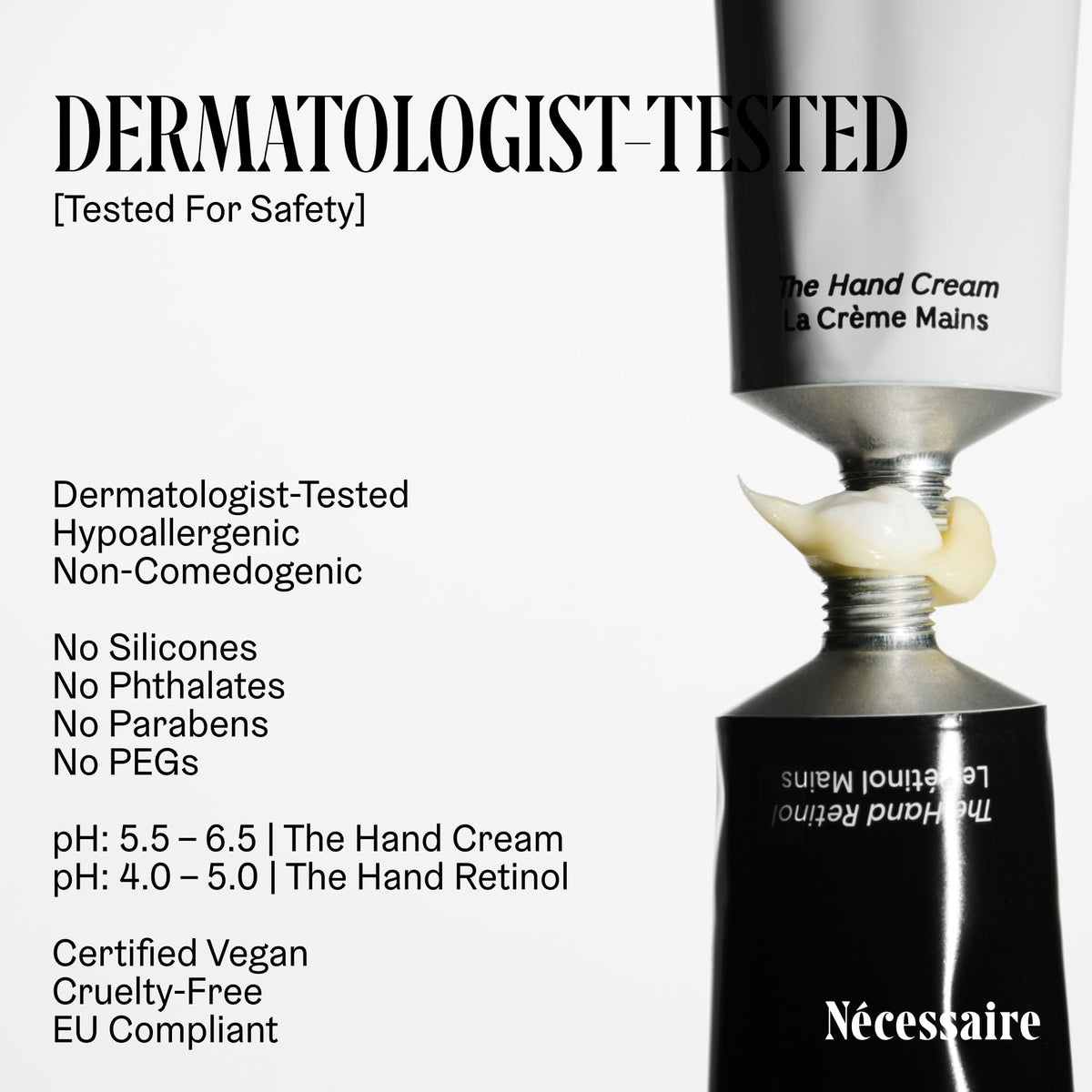 Nécessaire applied to hands at night to support overnight renewal