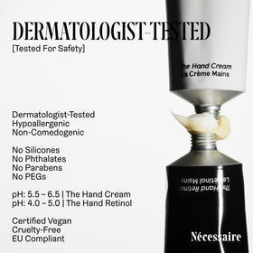 Nécessaire applied to hands at night to support overnight renewal