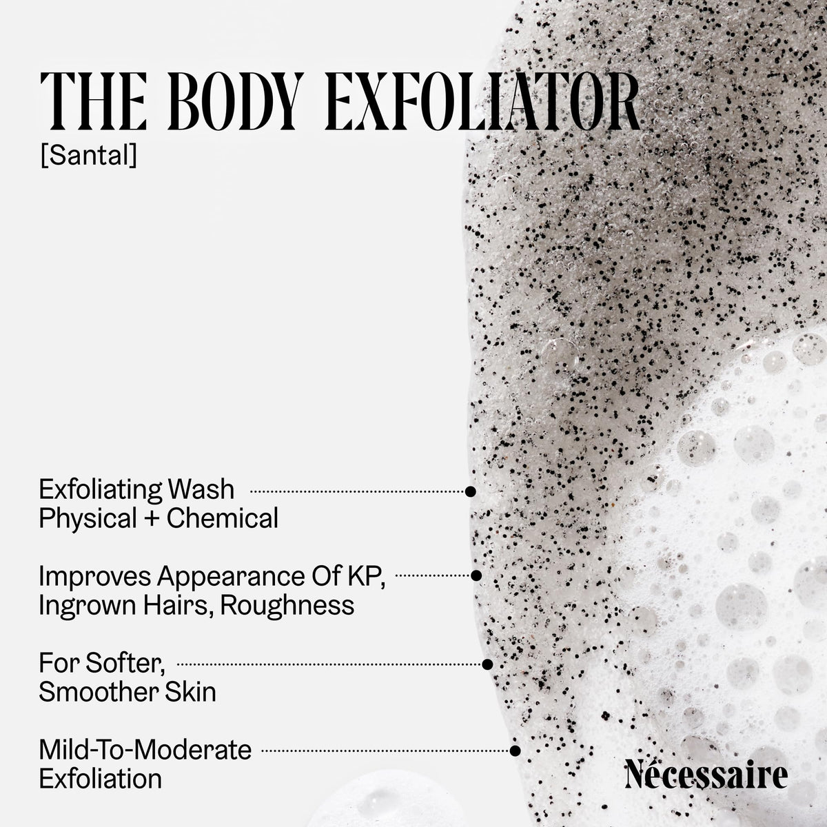 Nécessaire in-shower application on arm demonstrating gentle buffing