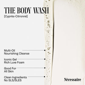Nécessaire label ingredients closeup showing niacinamide and plant oil benefits