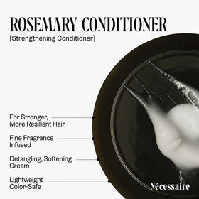 Nécessaire rosemary ingredient display emphasizing botanical strengthening benefit