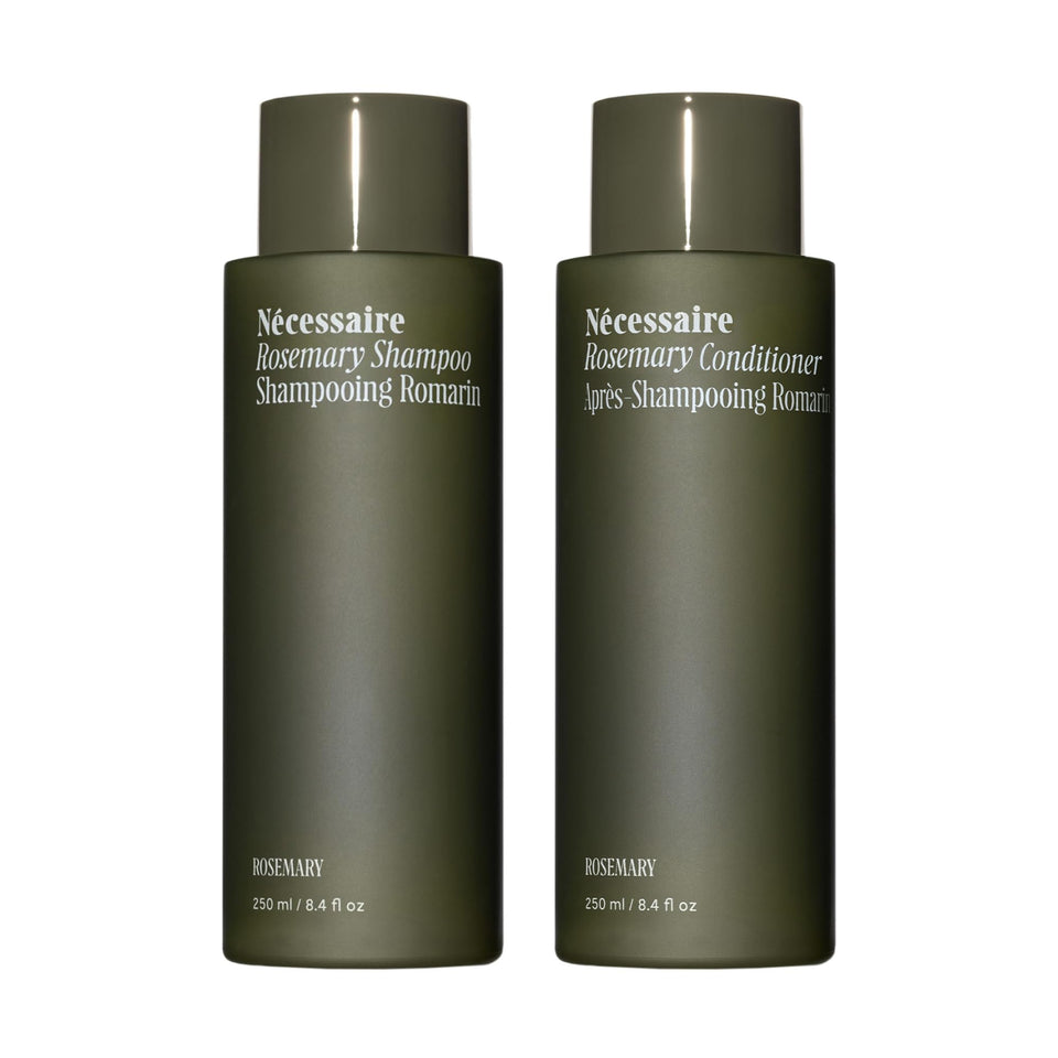 Nécessaire front packaging showing duo and benefits for stronger hair