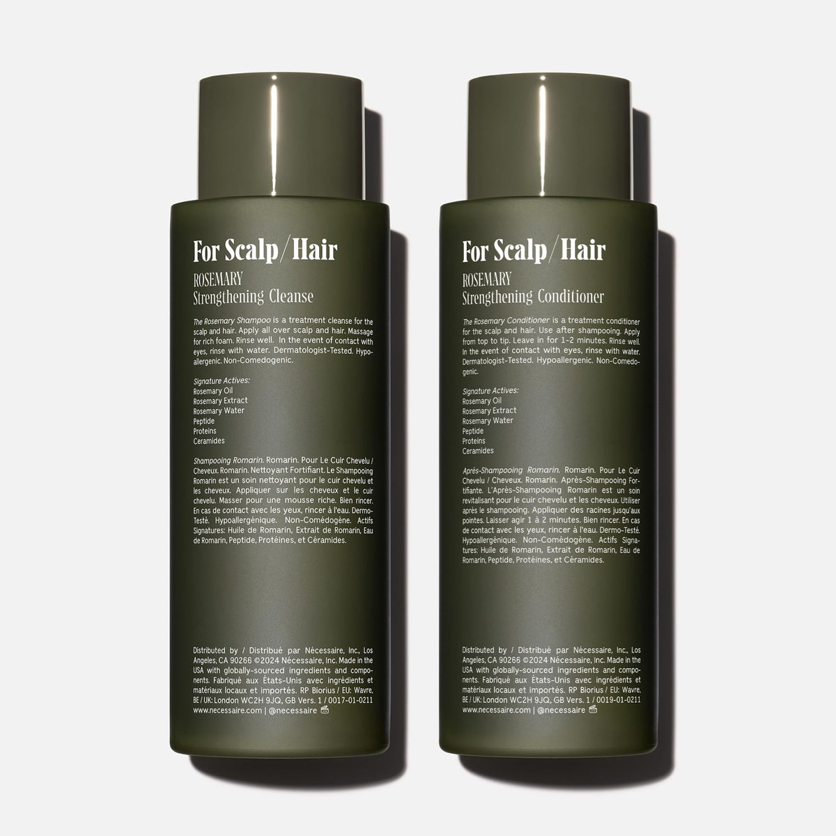 Nécessaire shampoo pump close-up illustrating easy dispensing benefit