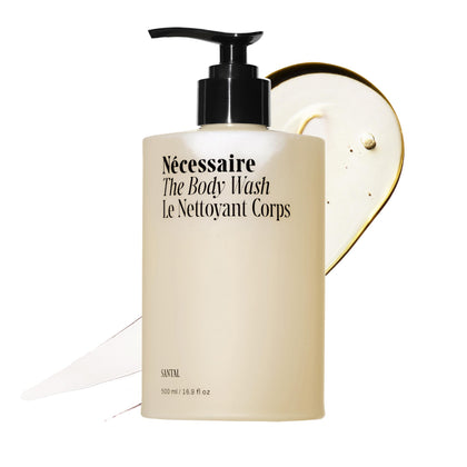 Nécessaire front bottle image showing Santal scent and 500ml size benefits