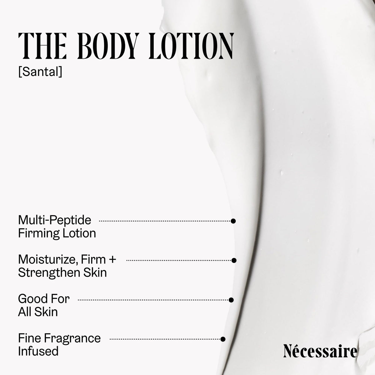 Nécessaire ingredients label highlighting peptides and 2.5% niacinamide