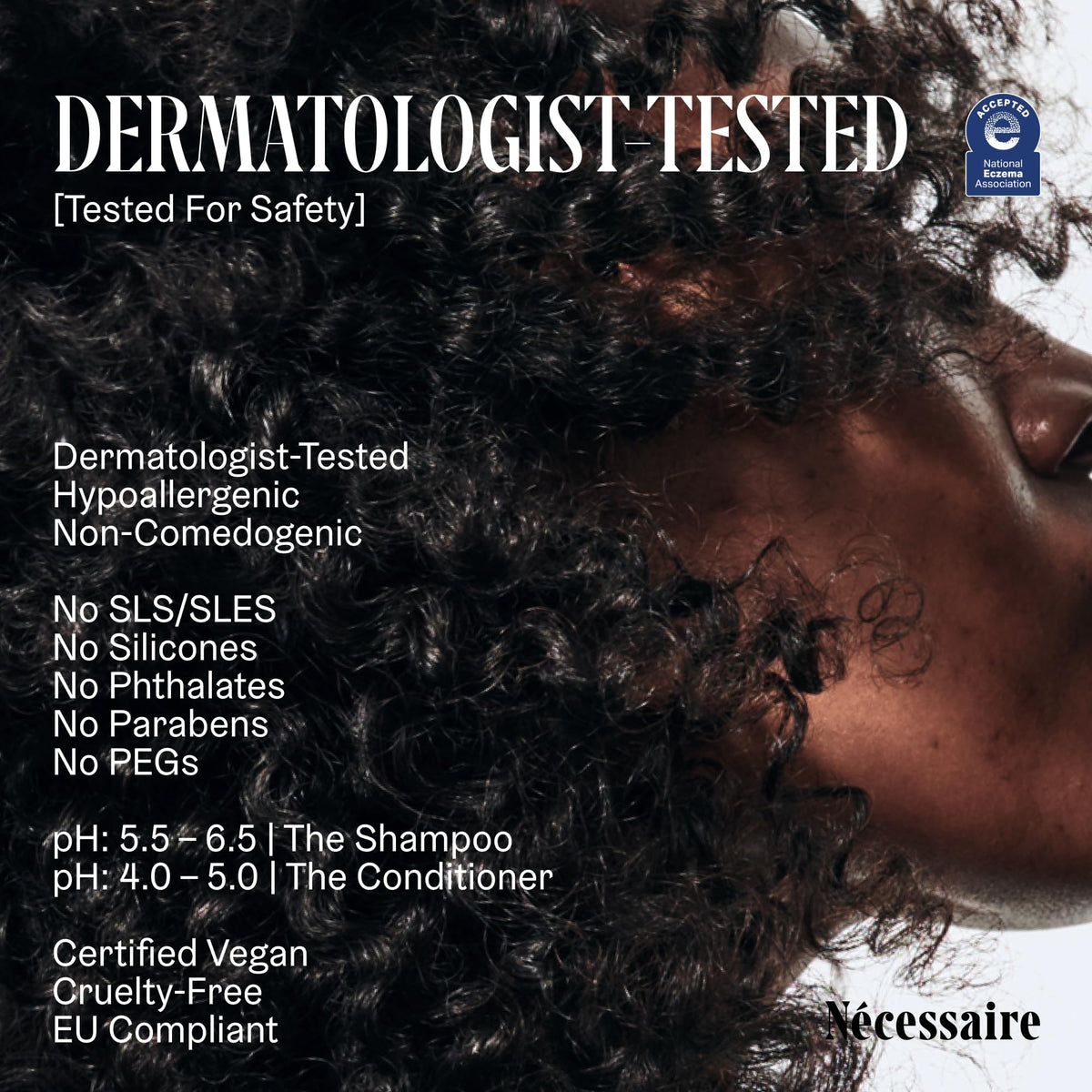 Nécessaire shampoo lather on hair demonstrating gentle cleansing action
