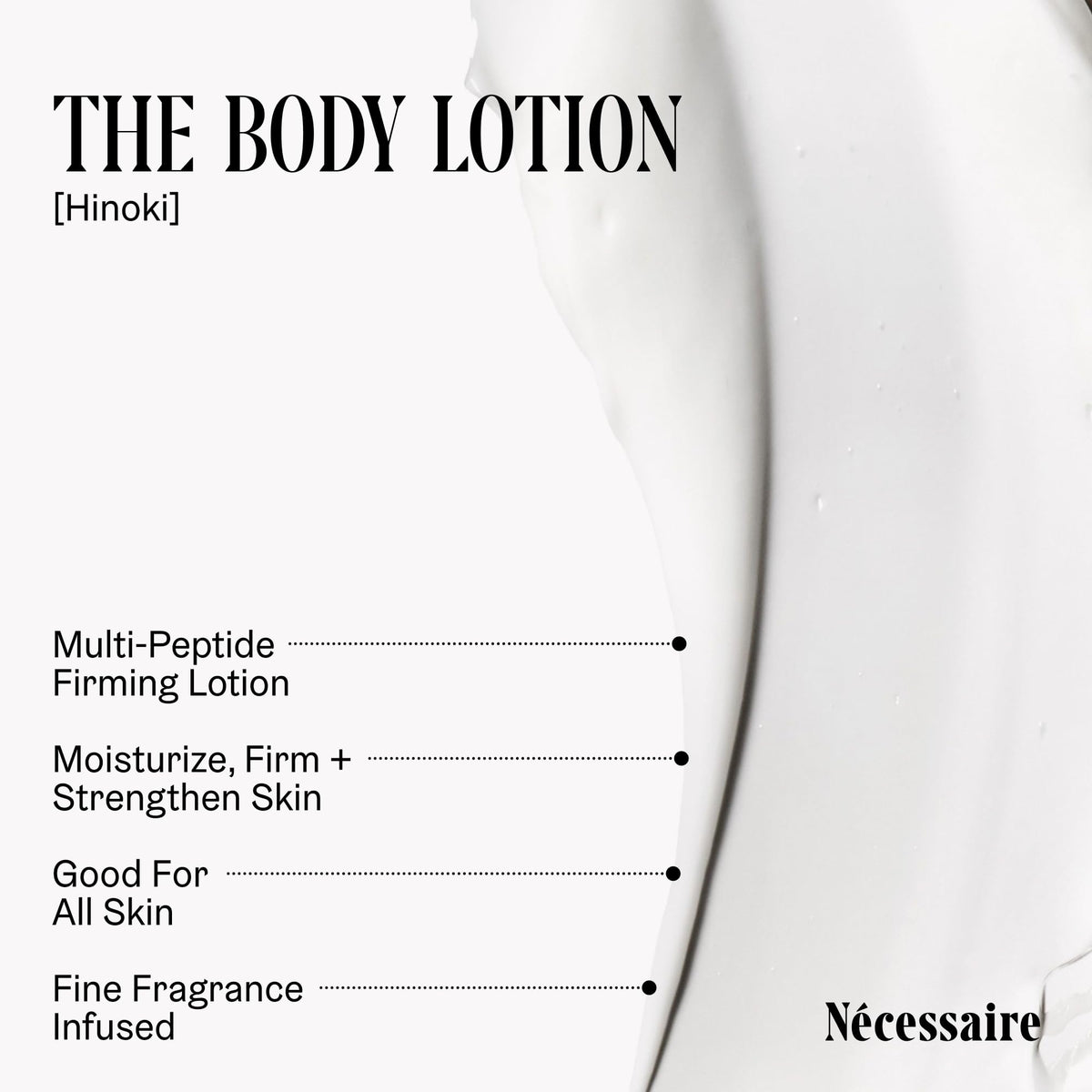 Nécessaire texture swatch on skin showing lightweight, fast-absorbing finish