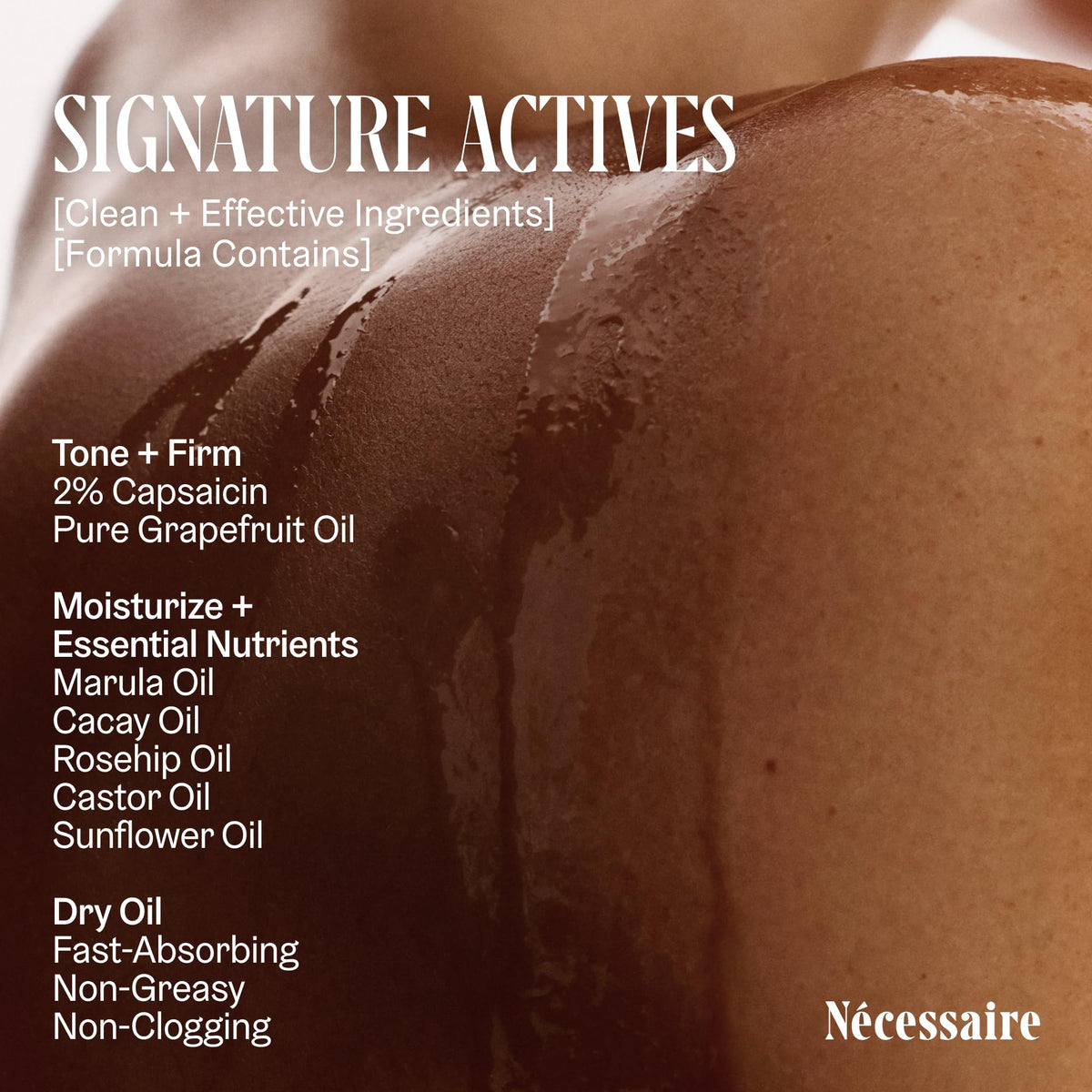Nécessaire product label and ingredient list showing active nutrients benefit