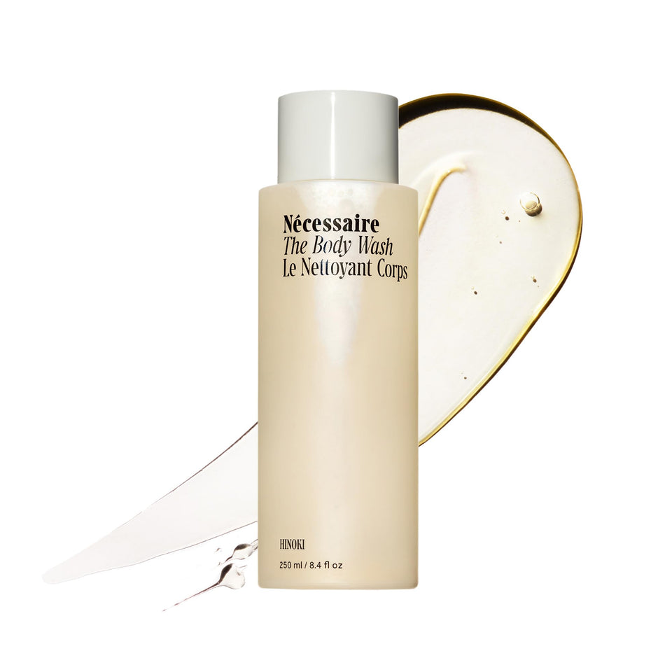 Nécessaire front bottle shot showing clean design and clear label benefit