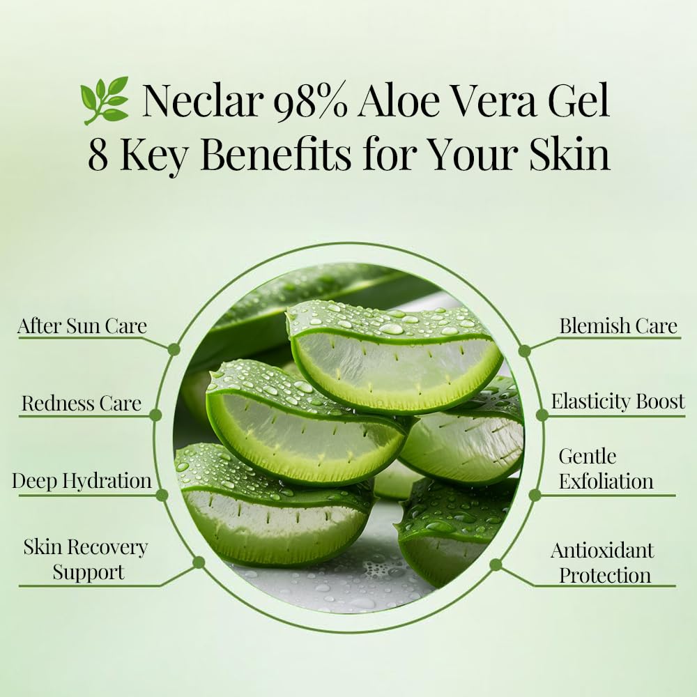 Neclar label detail and ingredients view emphasizing high aloe content