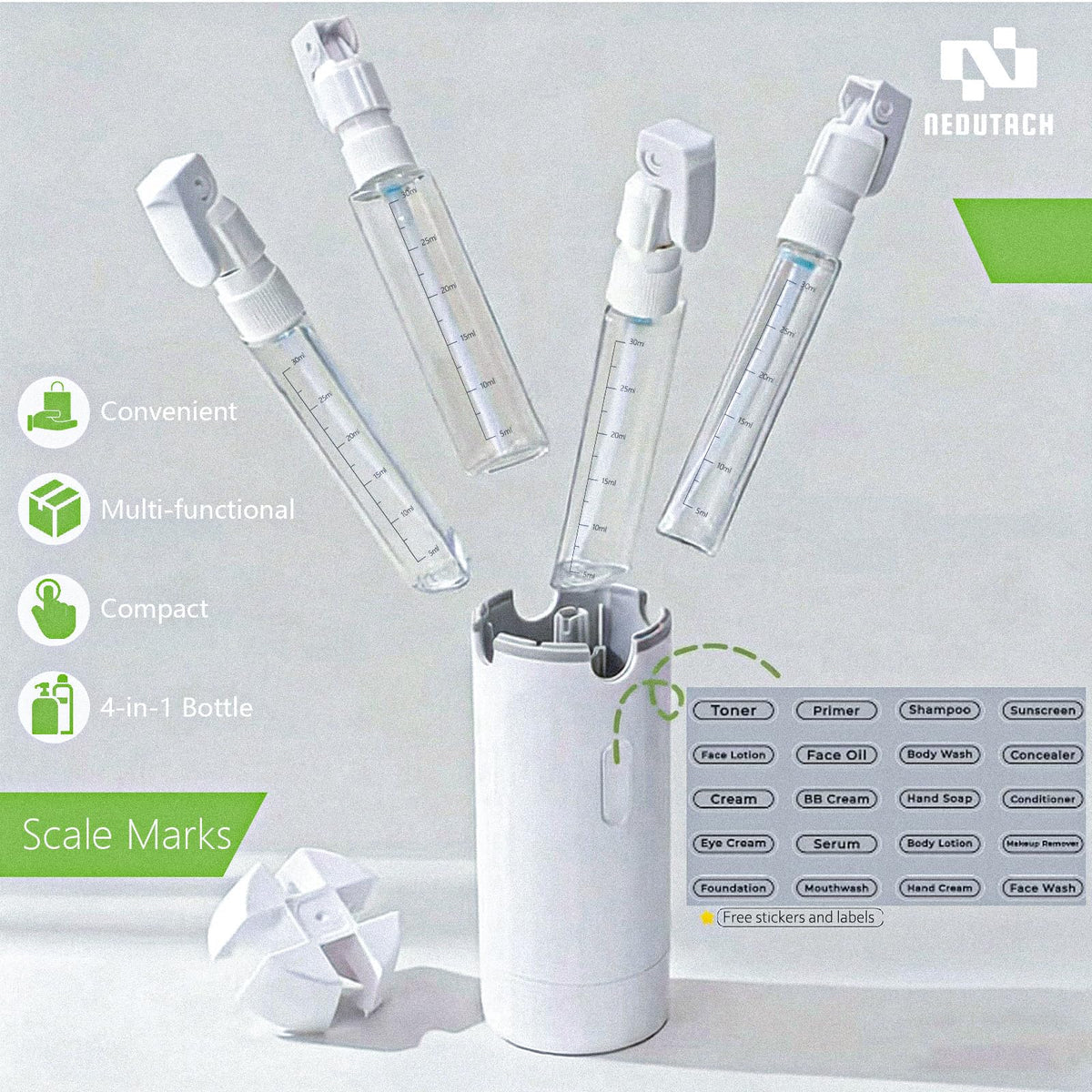 NEDUTACH tucked in carry-on luggage keeping toiletries protected and tidy