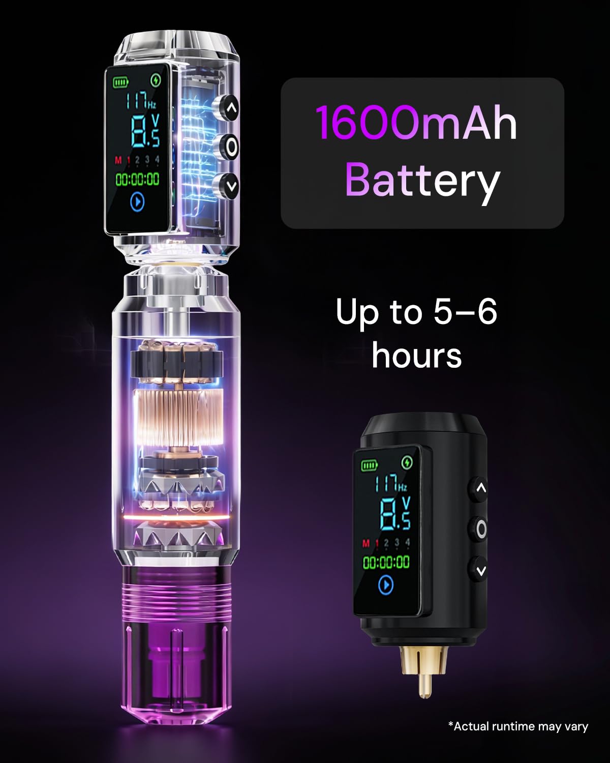 Neebol battery LED display that shows remaining charge and fast charging benefit