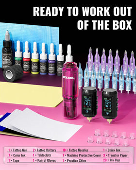 Neebol tattoo kit in artist workspace demonstrating portability and convenience