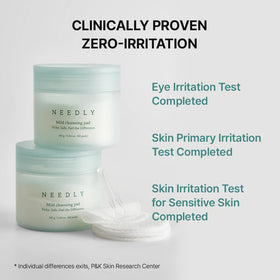 NEEDLY pad in use removing long-wear makeup for quick cleanse