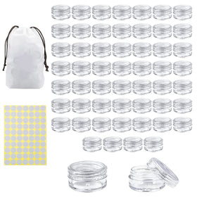 NEEMORE front view of clear acrylic sample jars showing neat stack and visibility benefit
