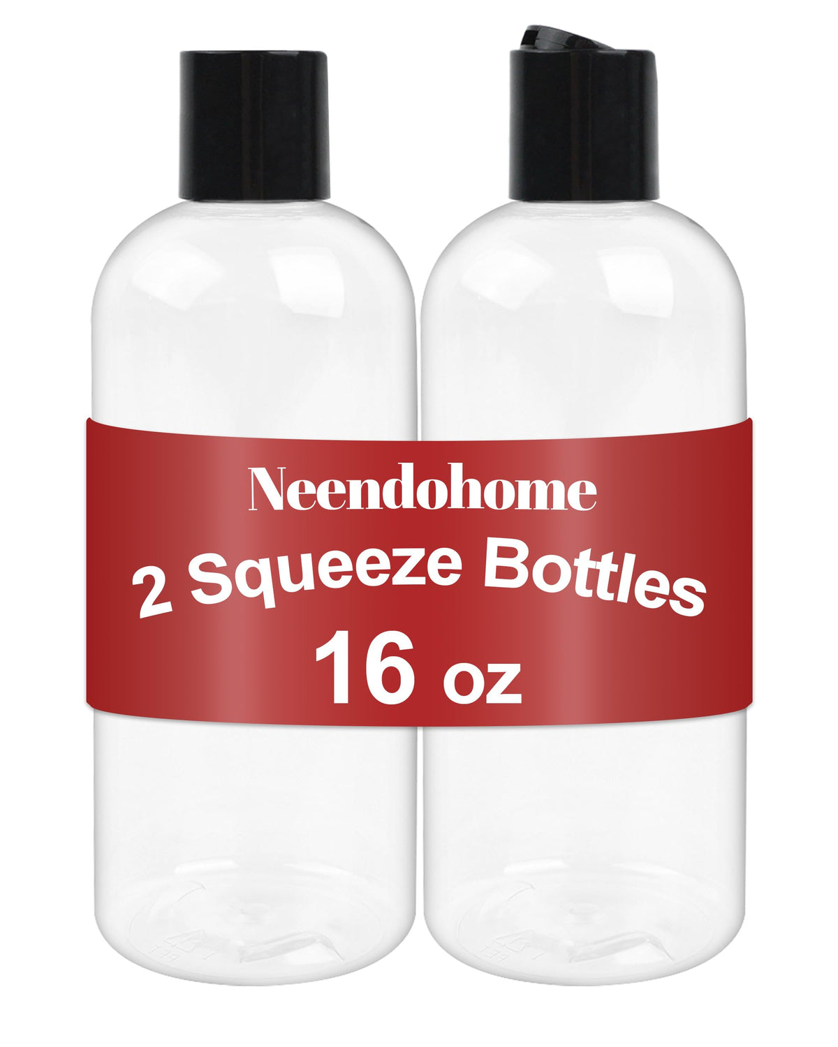 Neendohome clear 16 oz bottles front view showing full set and travel-ready benefit
