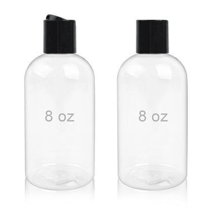 Neendohome front view of two clear 8oz bottles showing travel-ready ease