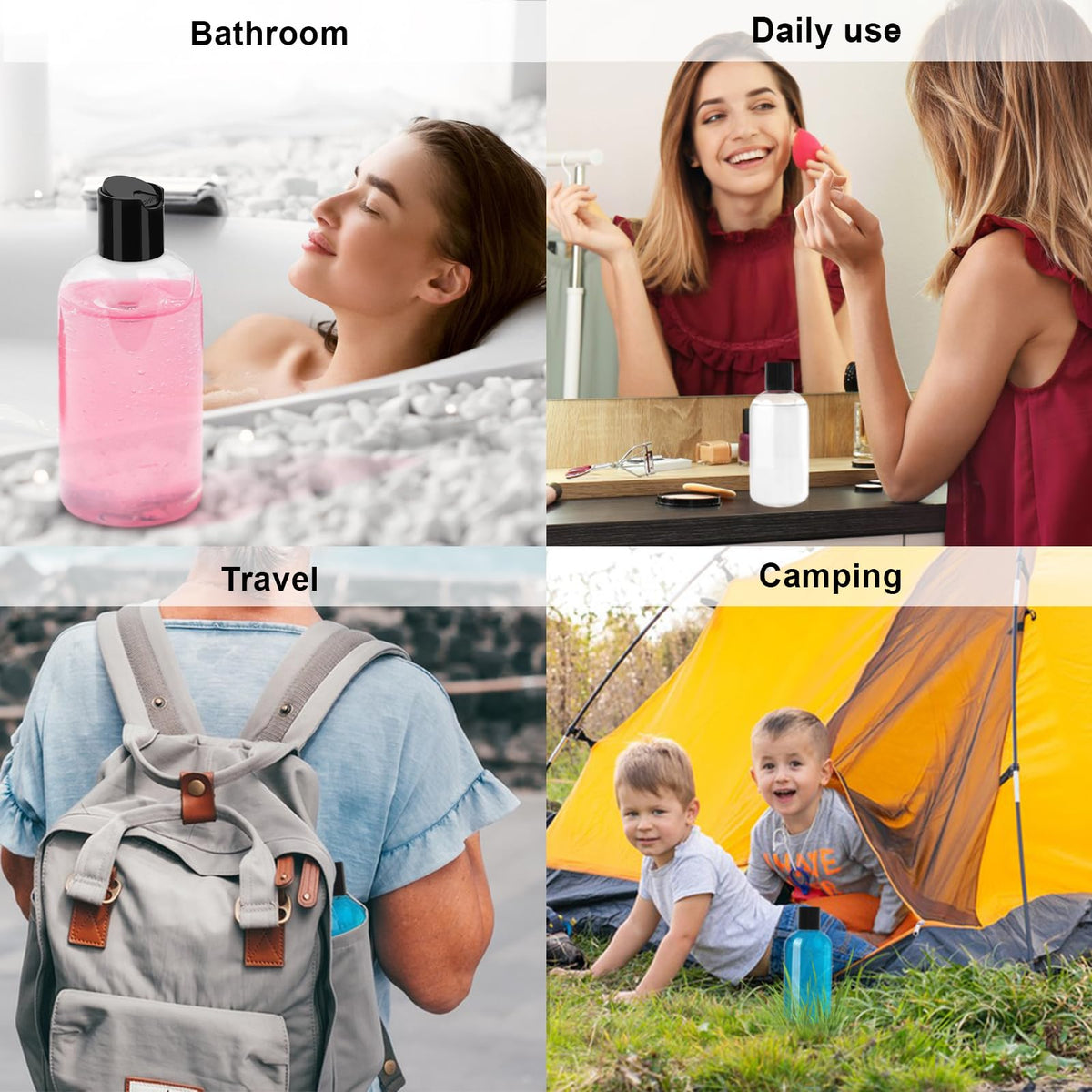 Neendohome bottles in travel toiletry kit showing organized packing advantage