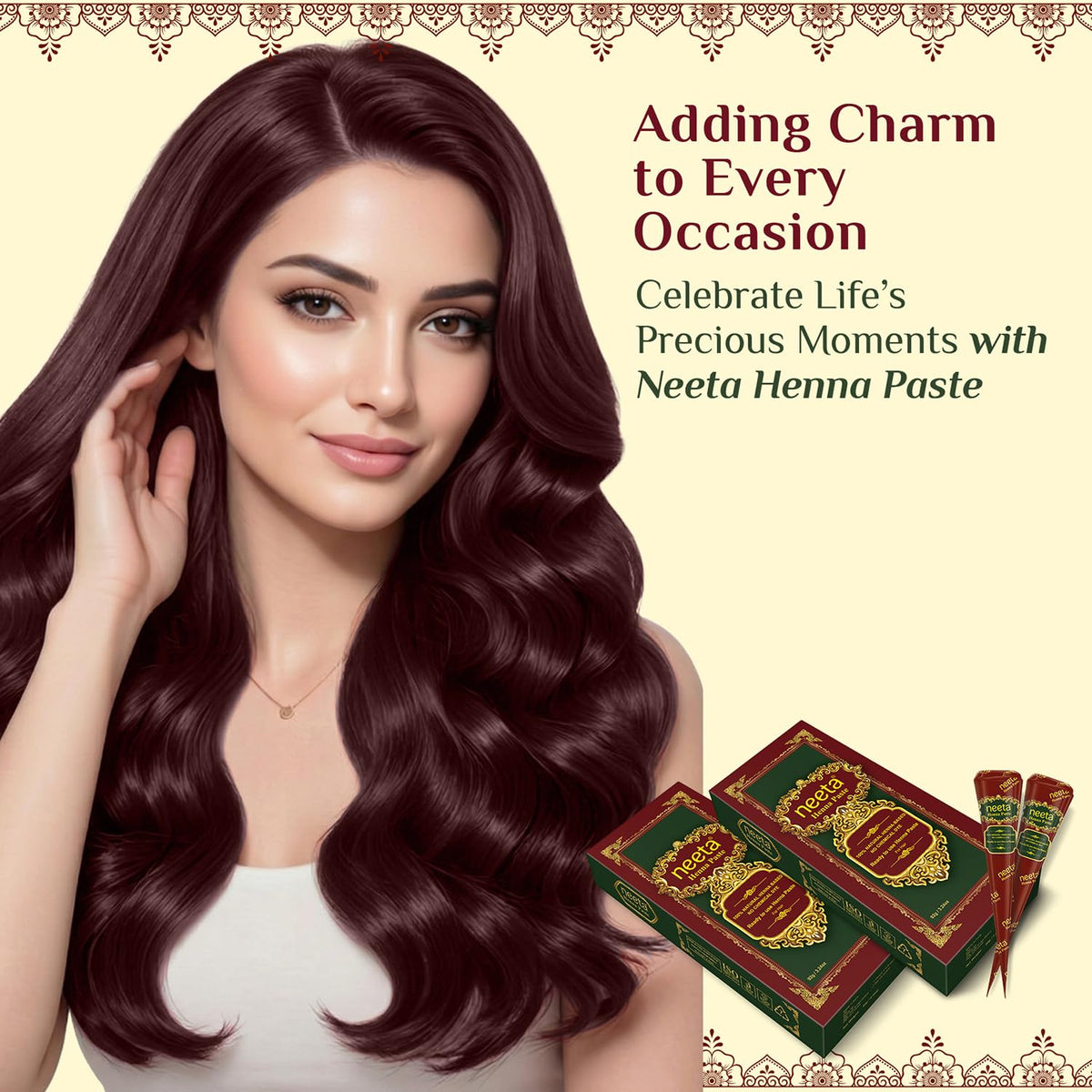 Neeta applying henna paste to roots for easy at-home touch-ups