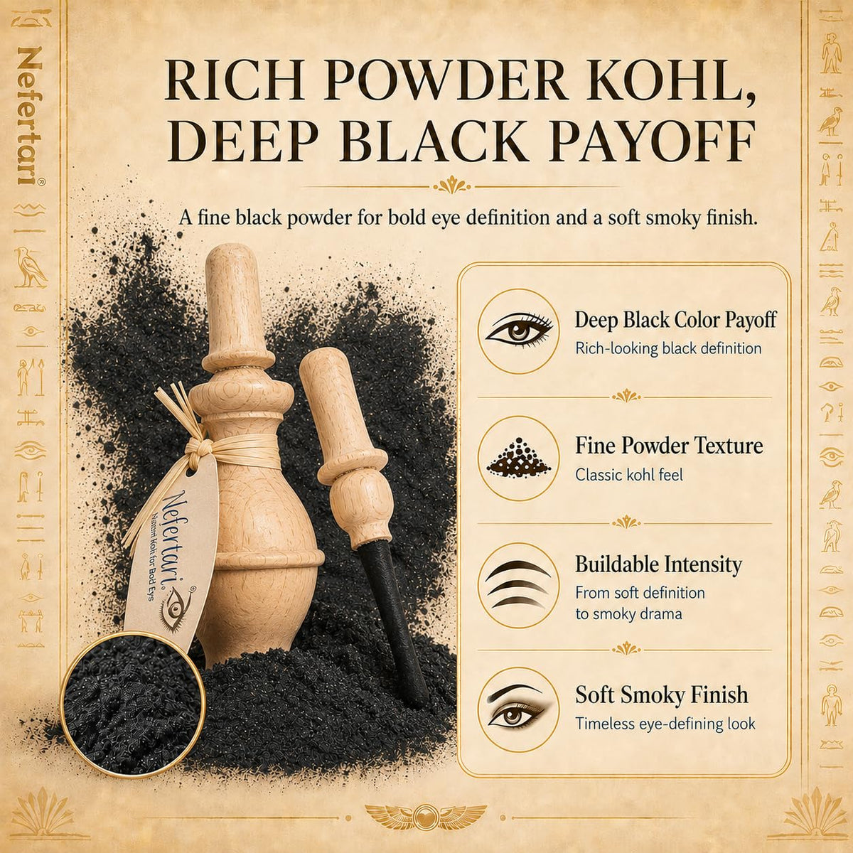 Nefertari powder texture close-up highlighting smooth natural pigments