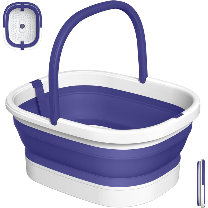 Nekteck front view of collapsed tub showing compact storage benefit