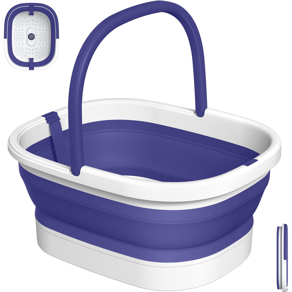 Nekteck front view of collapsed tub showing compact storage benefit