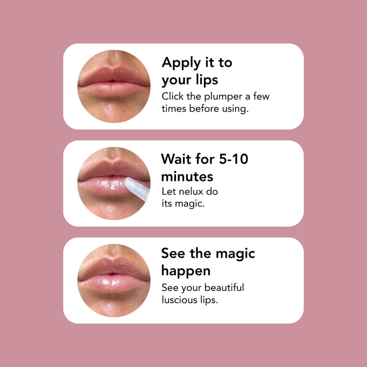 Nelux label ingredient panel emphasizing hyaluronic hydration benefit