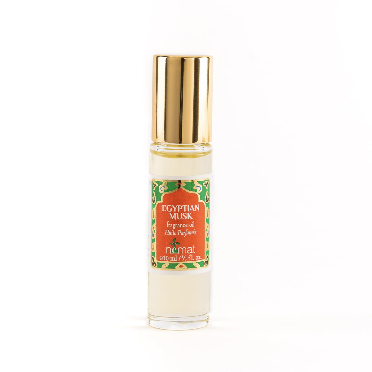 Nemat Egyptian Musk front bottle showing label and compact size for travel