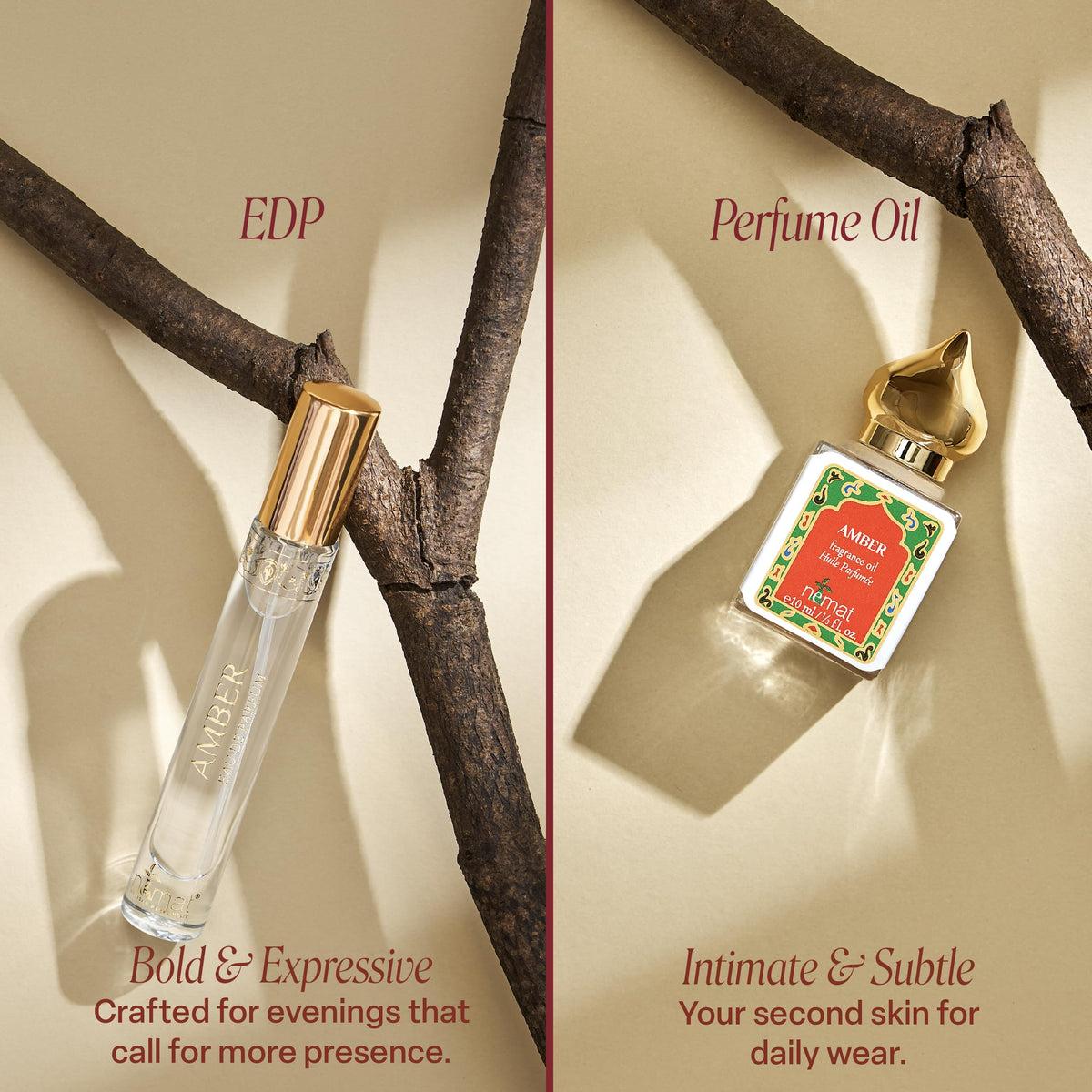 Nemat International amber label close up highlighting extrait quality