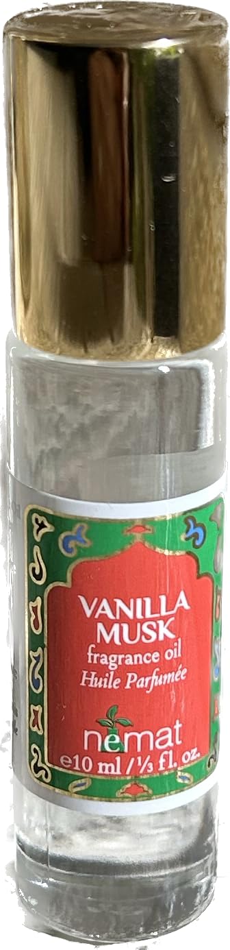 Nemat front bottle showing vanilla musk scent and pocket-friendly benefit