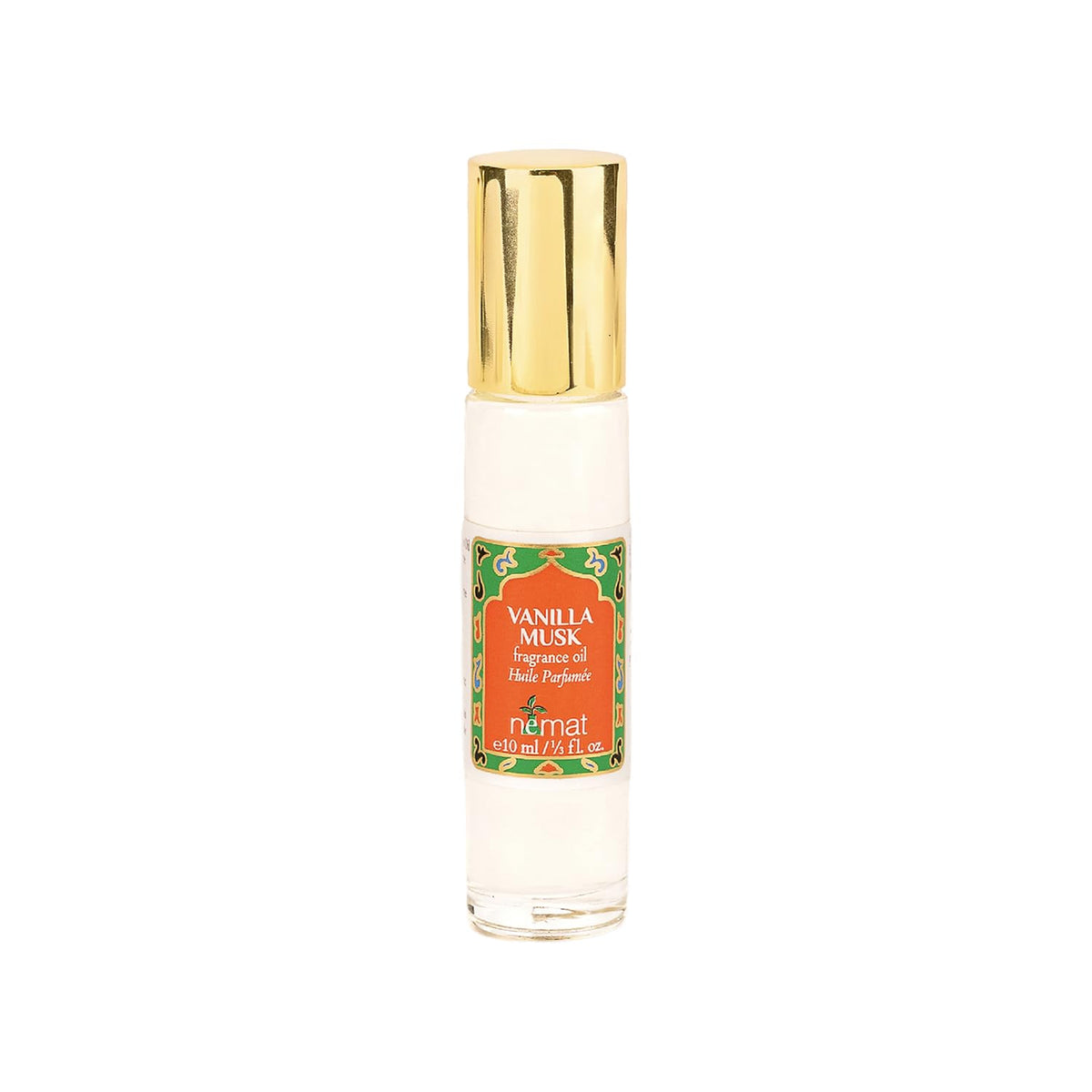 Nemat front packaging showing 10 ml roll-on, highlights portable design