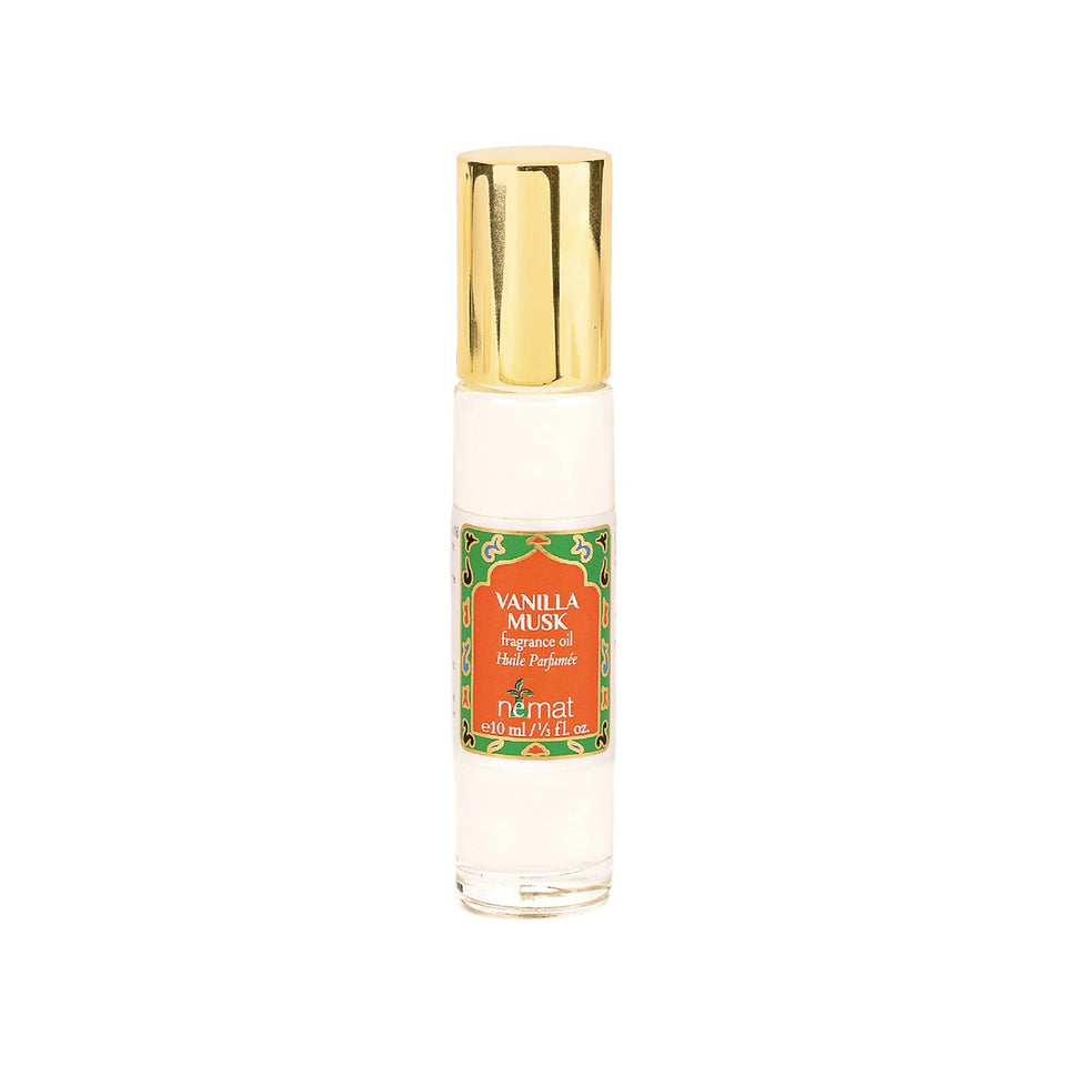 Nemat front packaging showing 10 ml roll-on, highlights portable design