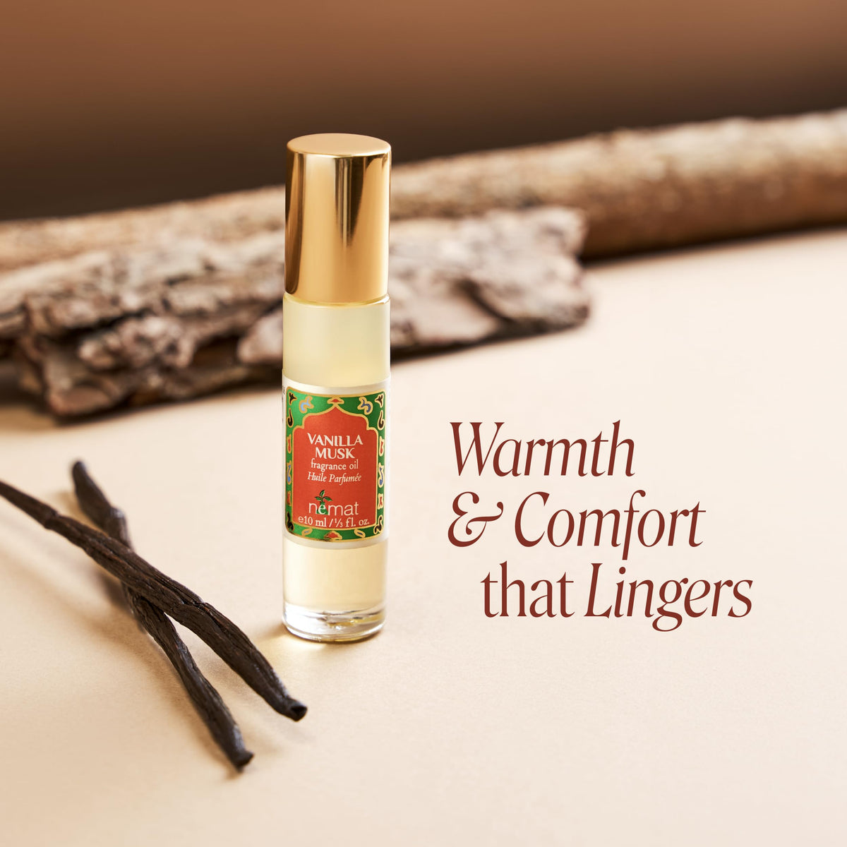 Nemat rollerball detail showing smooth applicator for precise use