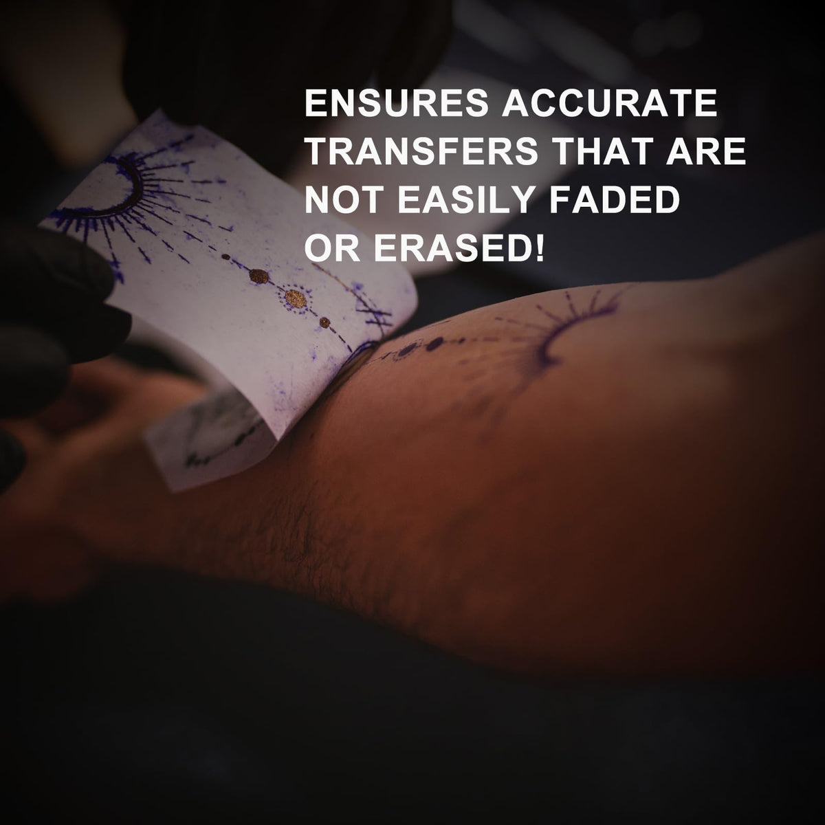NenMaoKeNu being applied to an arm for accurate stencil adhesion and quick drying