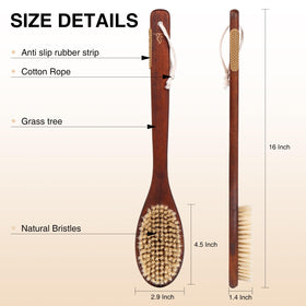 NENO CICI brush hanging by hook in shower to speed drying and storage