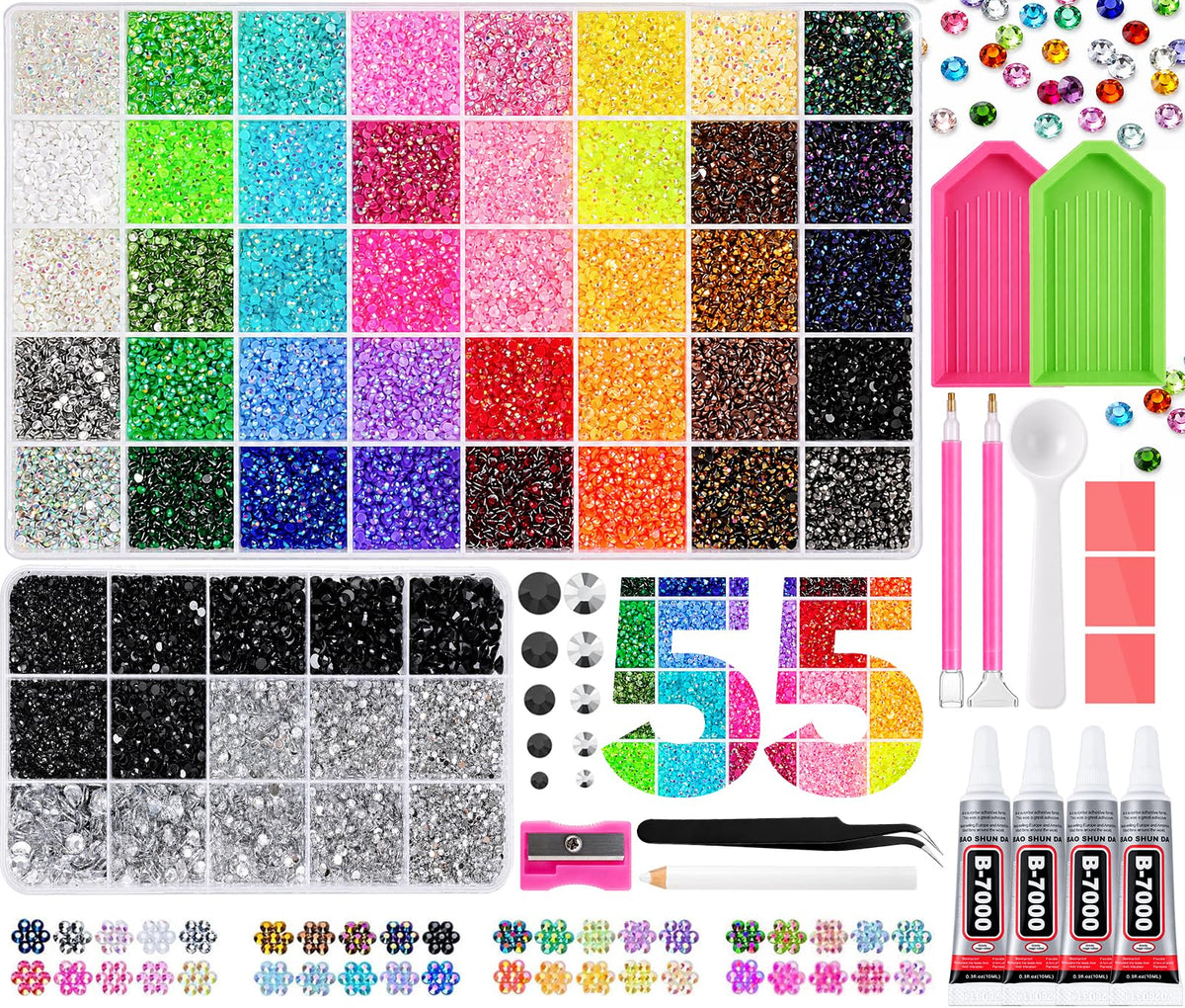 NEOACT front box packaging showing organized rhinestone storage and tools