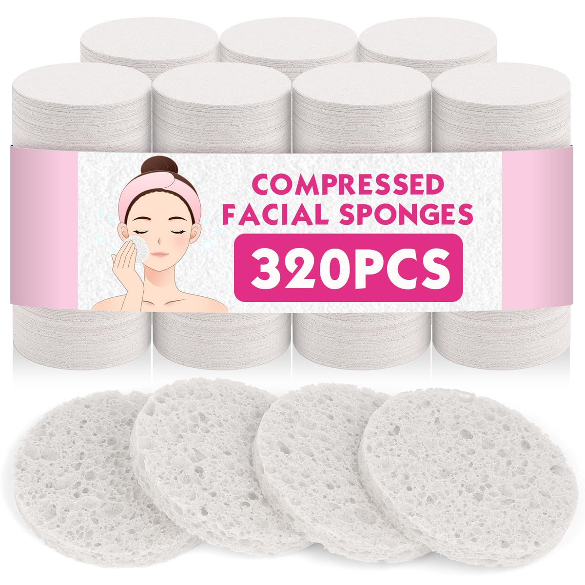 NEOACT front packaging showing 320-count compact sponge set and value