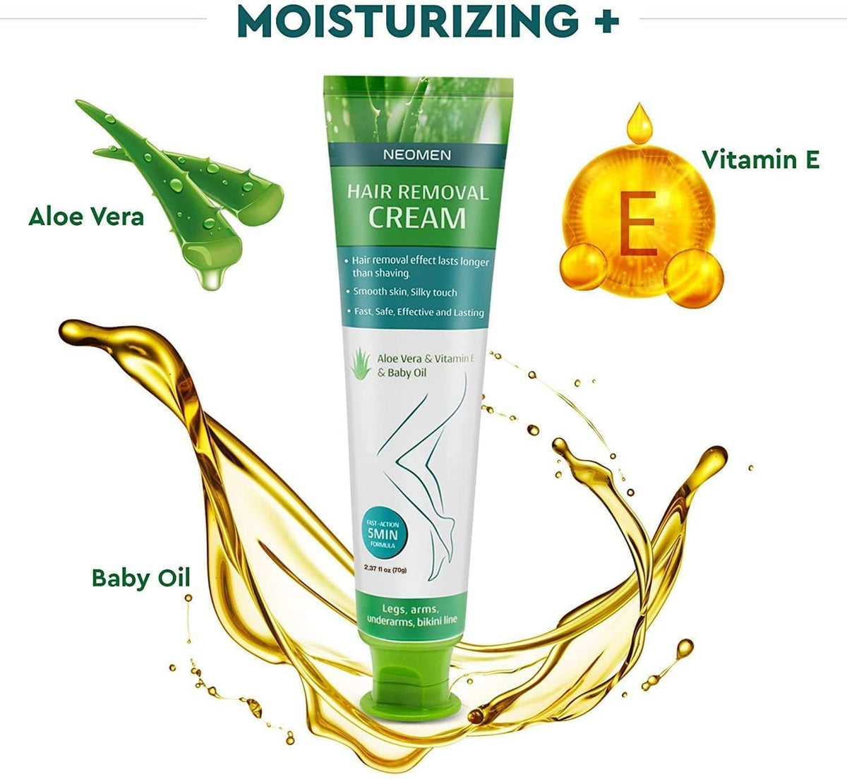 NEOMEN ingredient label focusing on Aloe Vera and Vitamin E for skin nourishment