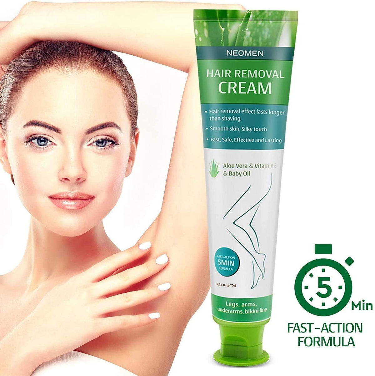 NEOMEN cream texture close-up highlighting smooth gel for gentle application