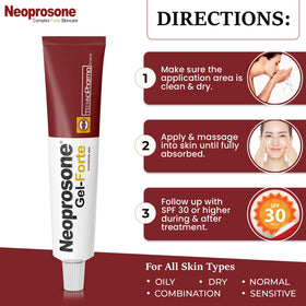 Applying Neoprosone to knees shows body use to reduce uneven skin tone and visible spots
