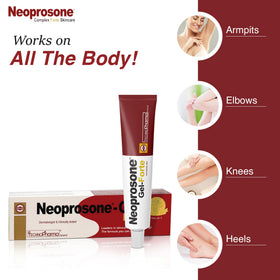 Applying Neoprosone to face demonstrates targeted spot treatment and simple layering under makeup