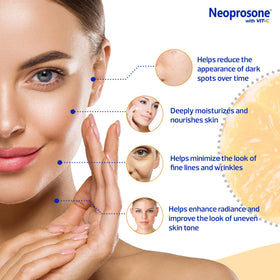 Neoprosone ingredient label highlighting alpha arbutin and vitamin C
