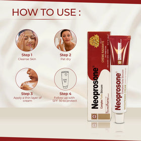 Neoprosone cream texture close-up demonstrating smooth absorbency