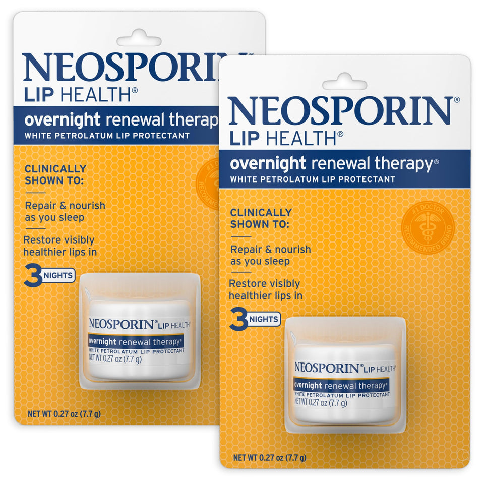 Neosporin front packaging showing overnight lip therapy, hydrates and protects
