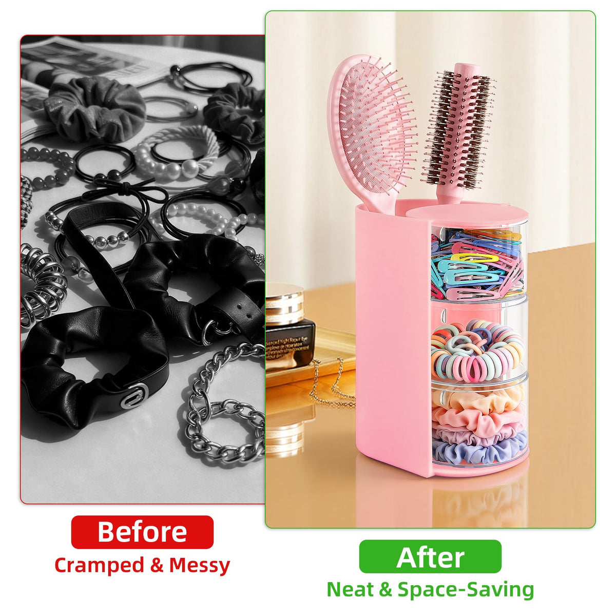 neotidy on bathroom vanity styled to keep counters clutter-free