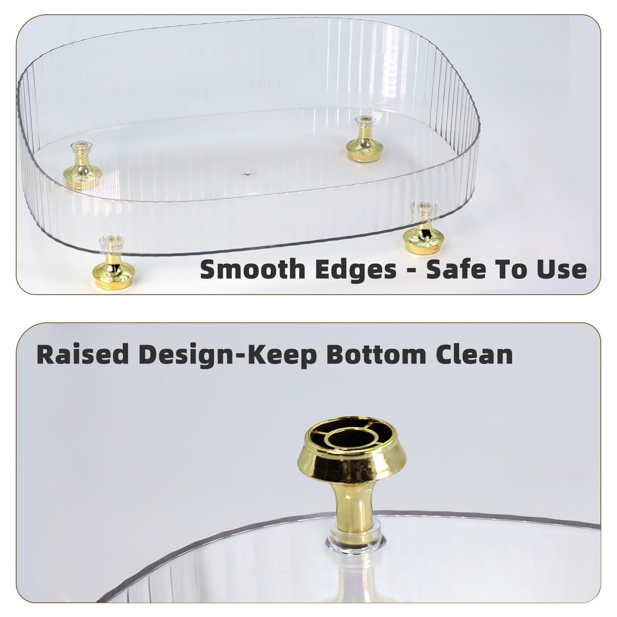 neotidy tray detail of smooth edges for safe handling and easy cleaning